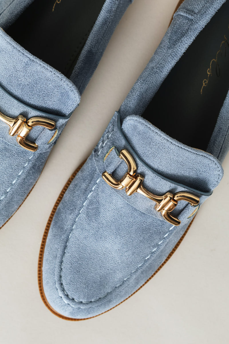 Almond Toe Horsebit Trim Loafer - Blue