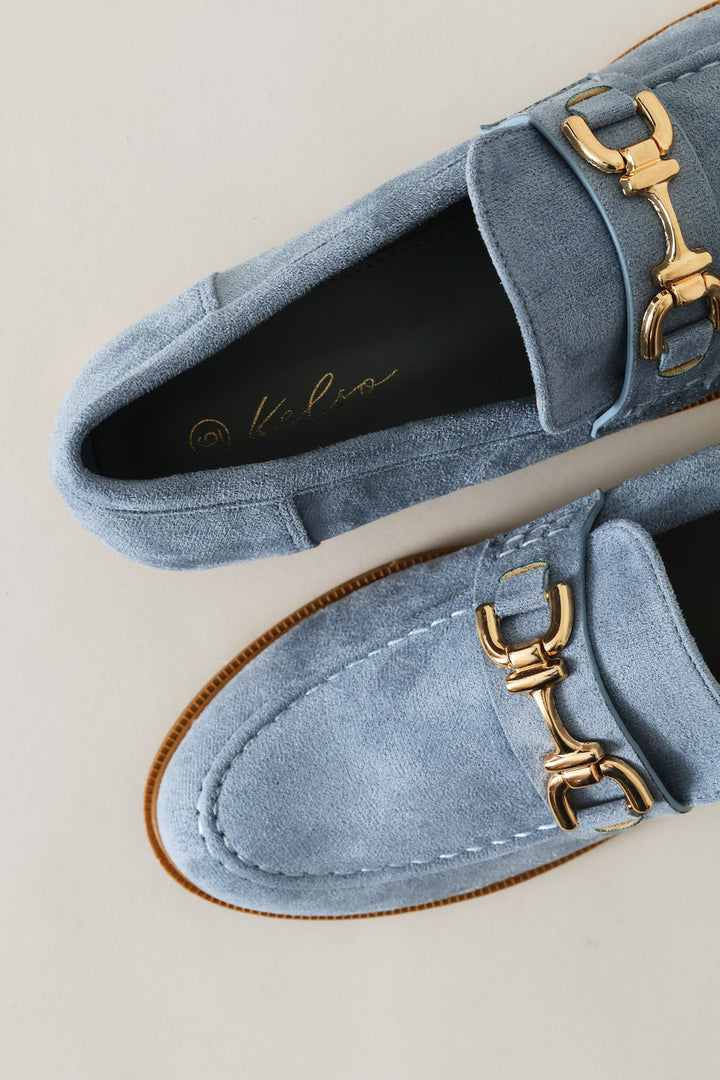 Almond Toe Horsebit Trim Loafer - Blue