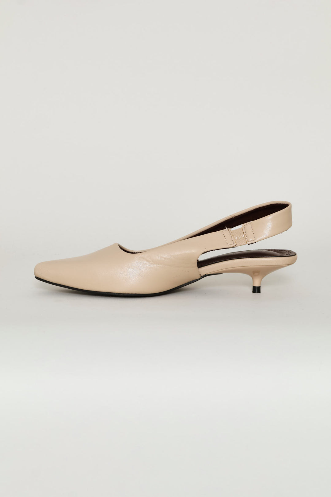 Wide Slingback Kitten Mule Heel - Natural