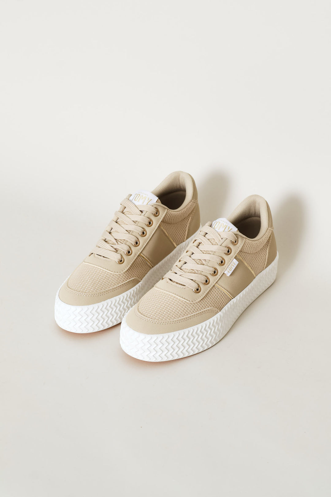 Gold Trim Sneaker - Stone