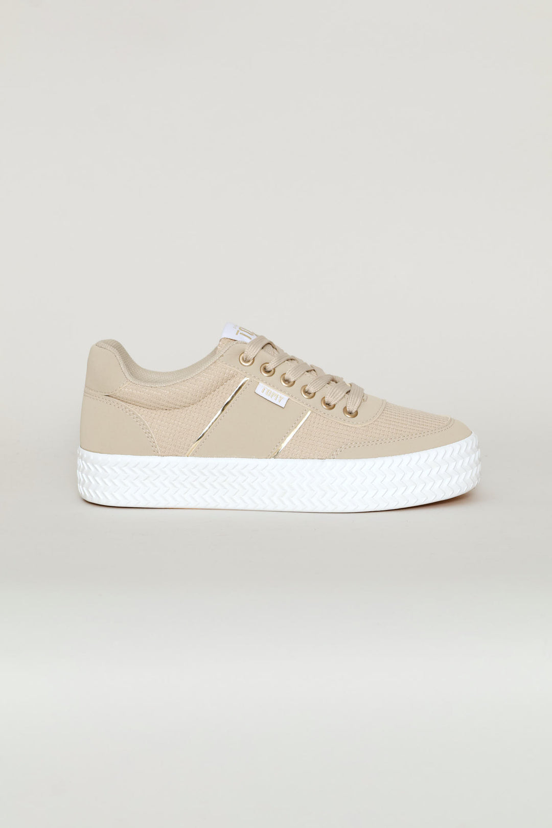 Gold Trim Sneaker - Stone