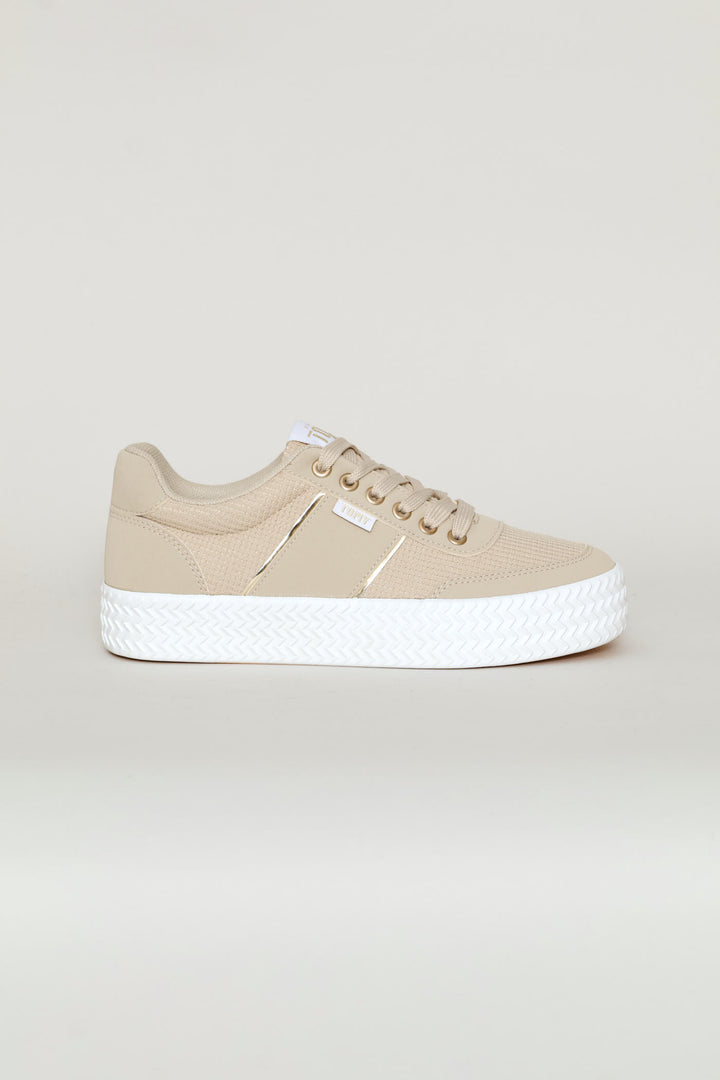 Gold Trim Sneaker - Stone