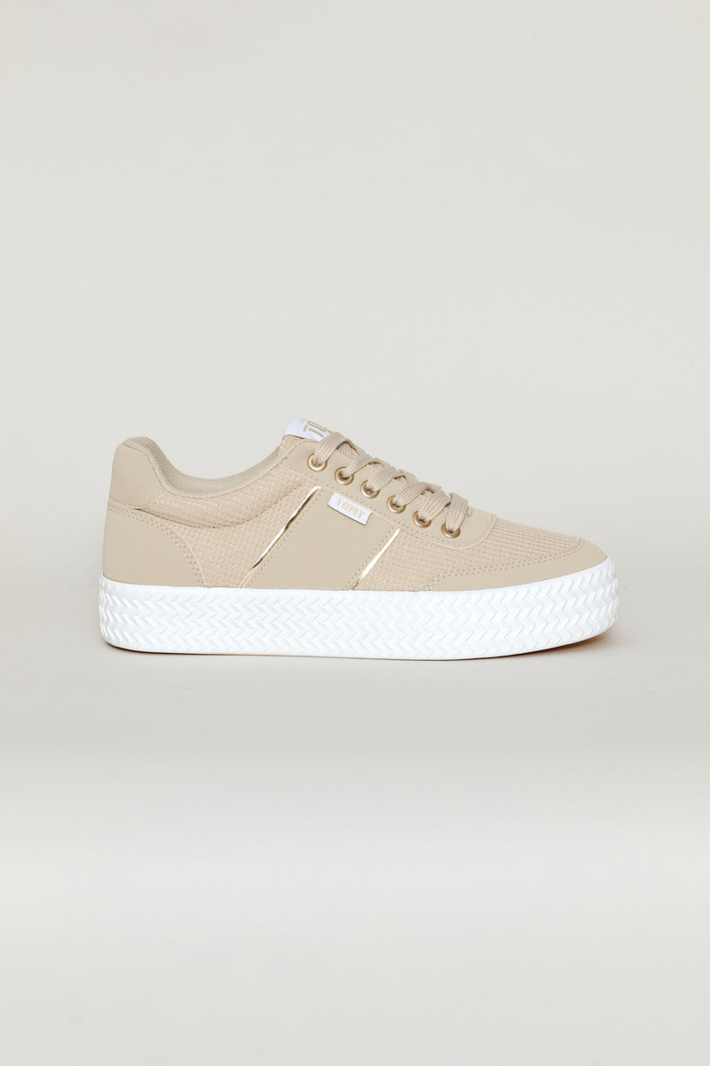 Gold Trim Sneaker - Stone
