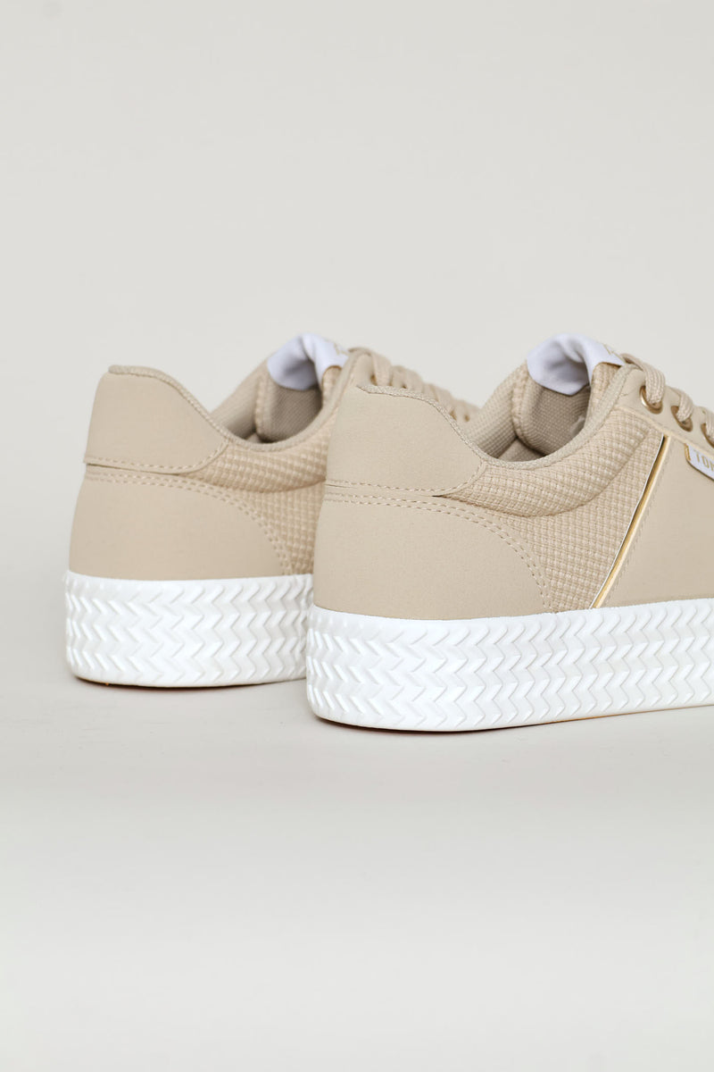 Gold Trim Sneaker - Stone