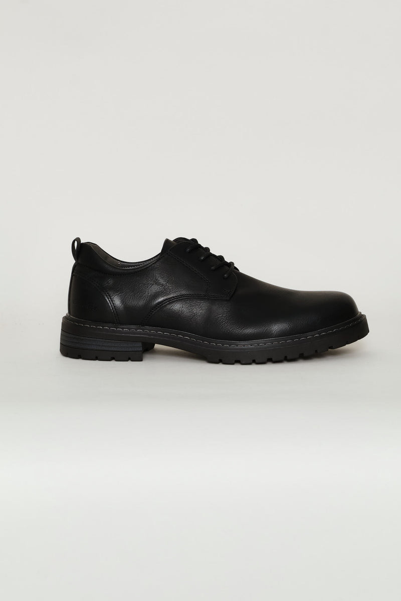 Round Toe Smart Casual Derby Shoe - Black