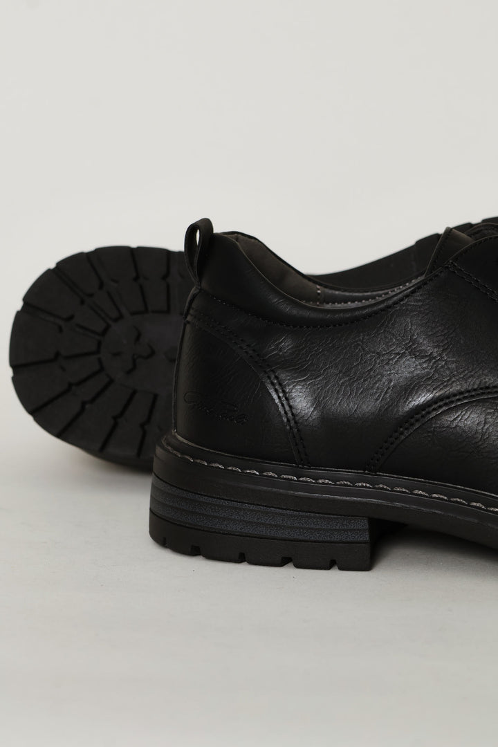 Round Toe Smart Casual Derby Shoe - Black