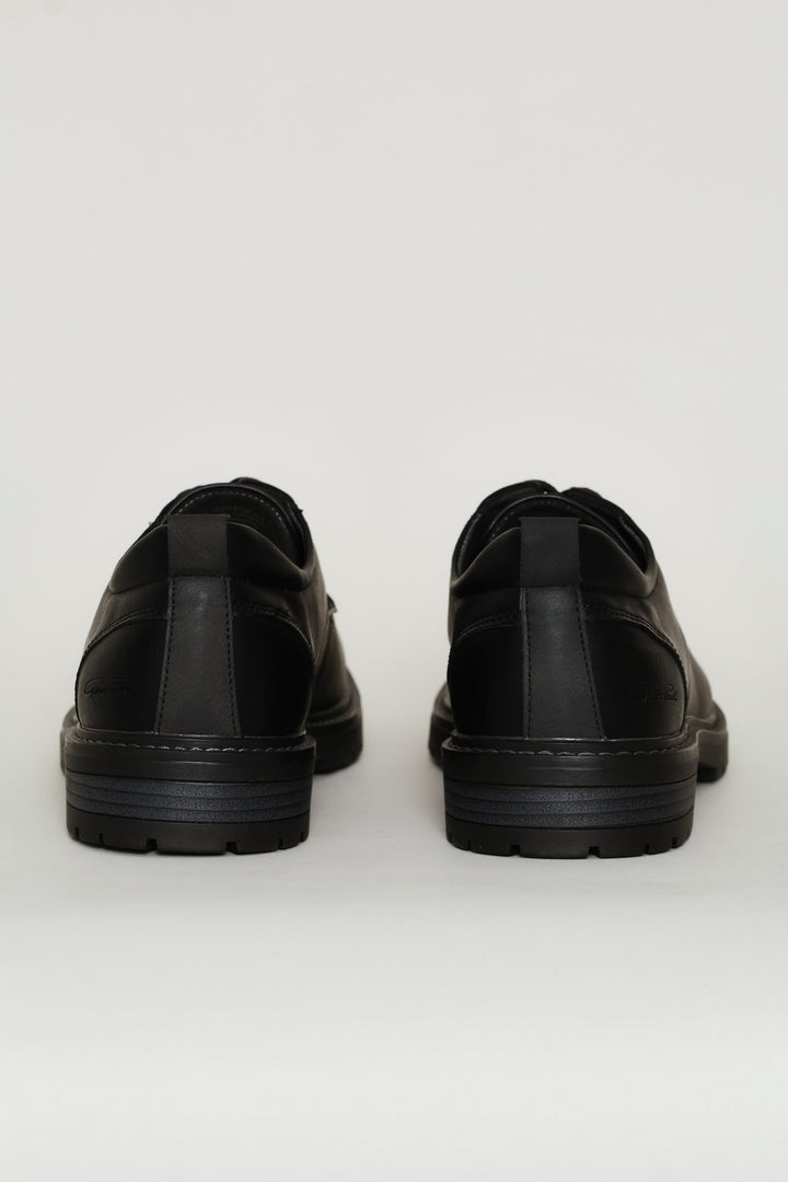 Round Toe Smart Casual Derby Shoe - Black