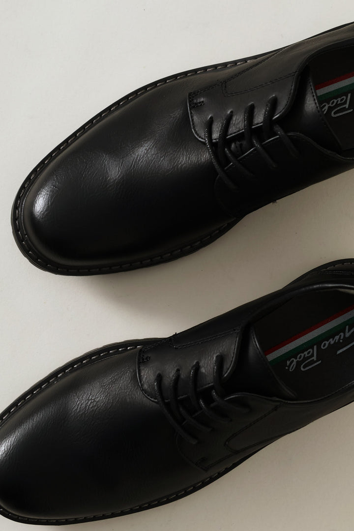 Round Toe Smart Casual Derby Shoe - Black