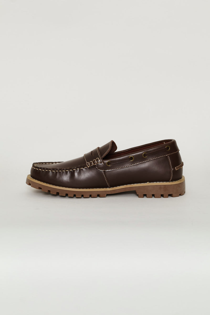 Chunky Sole Penny Moccasin Docksider - Chocolate