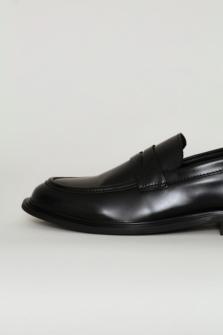 Leather Formal Penny Moccasin - Black