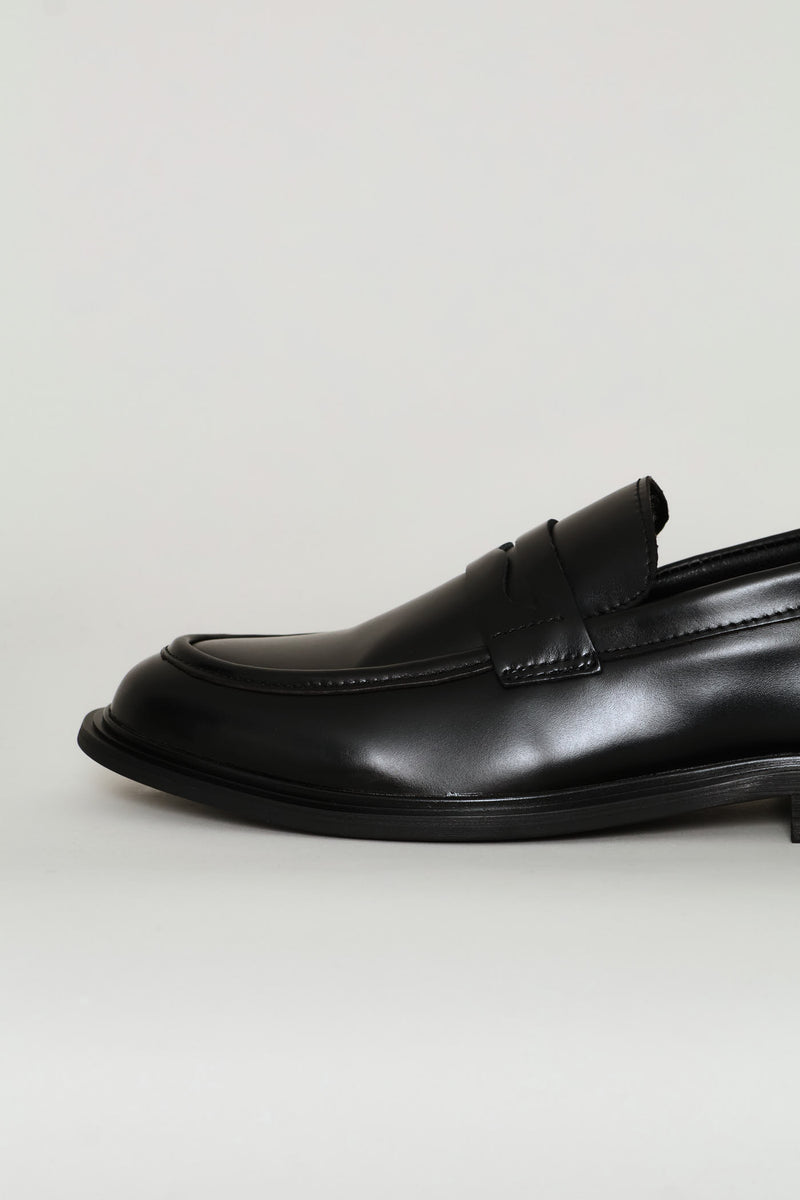 Leather Formal Penny Moccasin - Black