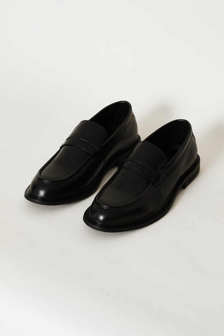 Leather Formal Penny Moccasin - Black