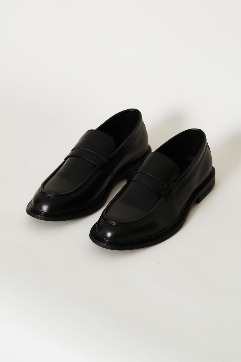 Leather Formal Penny Moccasin - Black