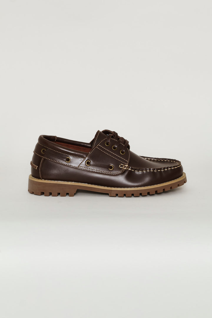 Chunky Sole Lace Up Docksider - Chocolate