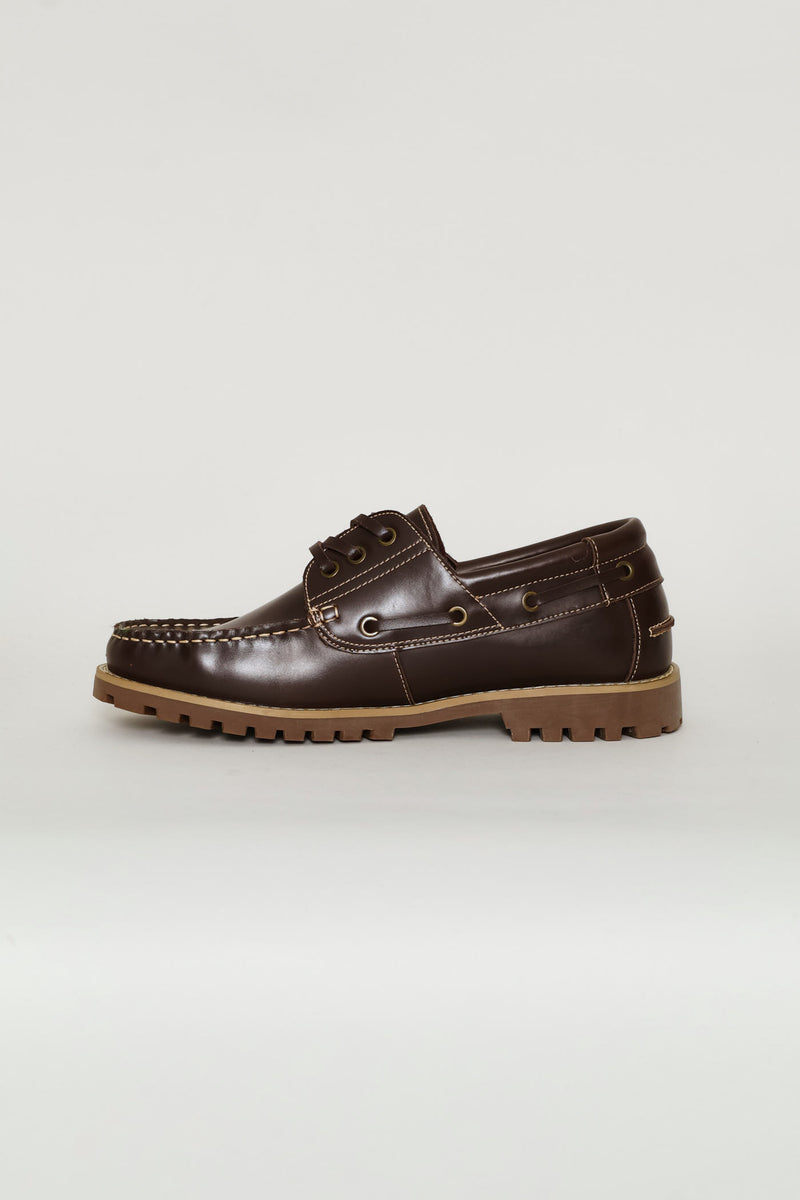 Chunky Sole Lace Up Docksider - Chocolate