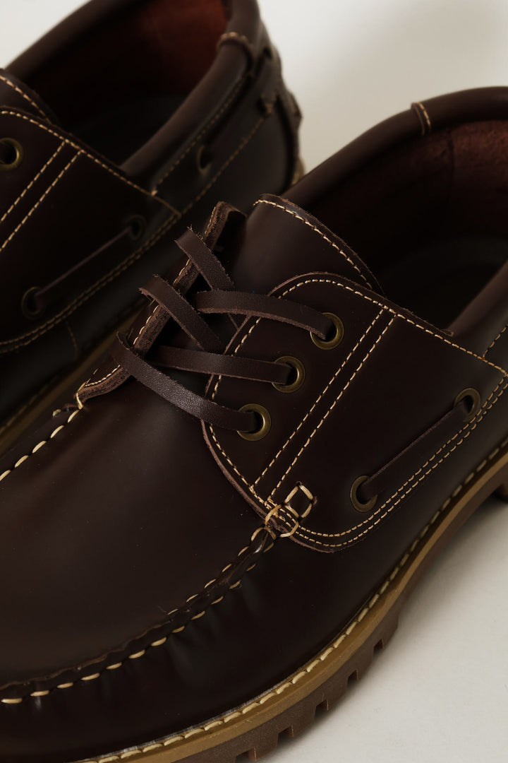 Chunky Sole Lace Up Docksider - Chocolate