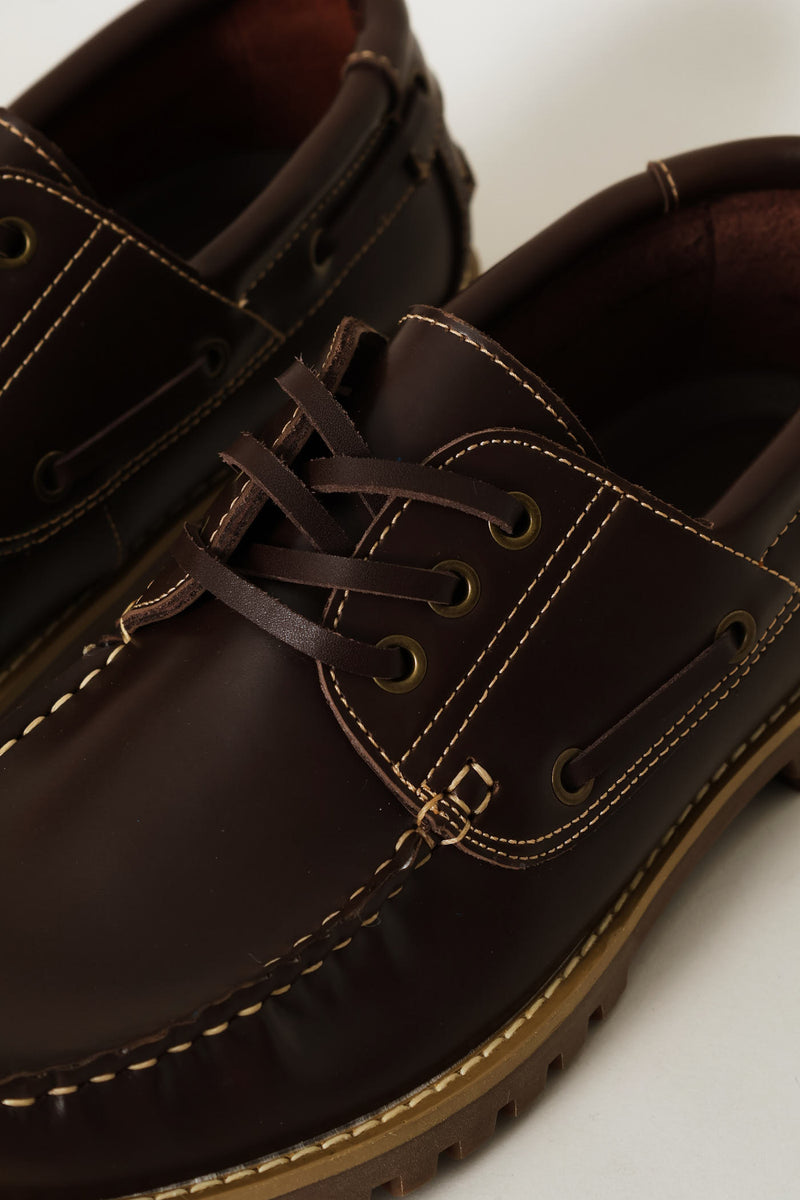 Chunky Sole Lace Up Docksider - Chocolate