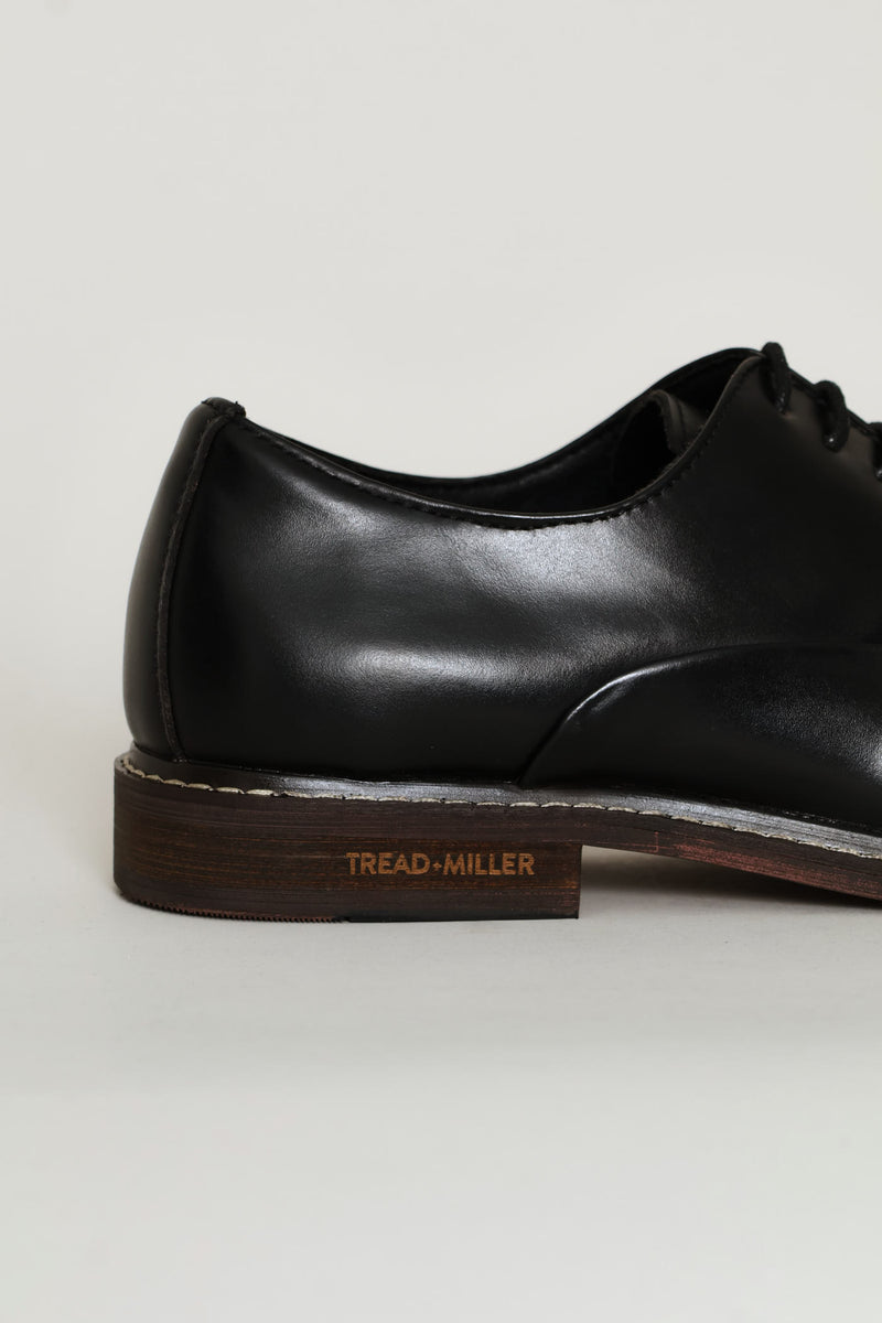 Leather Oxford Formal Shoe With Toe Cap - Black