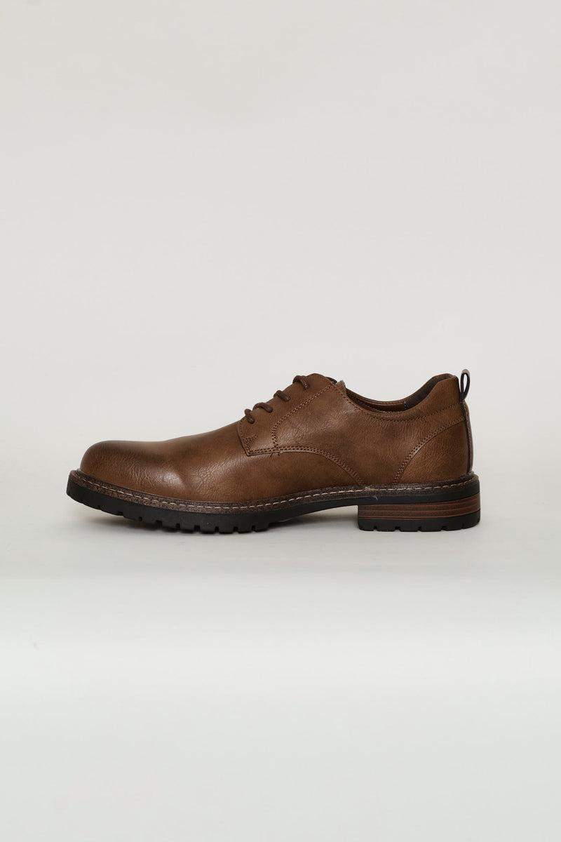 Round Toe Smart Casual Derby Shoe - Brown