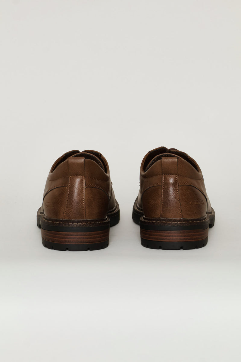Round Toe Smart Casual Derby Shoe - Brown