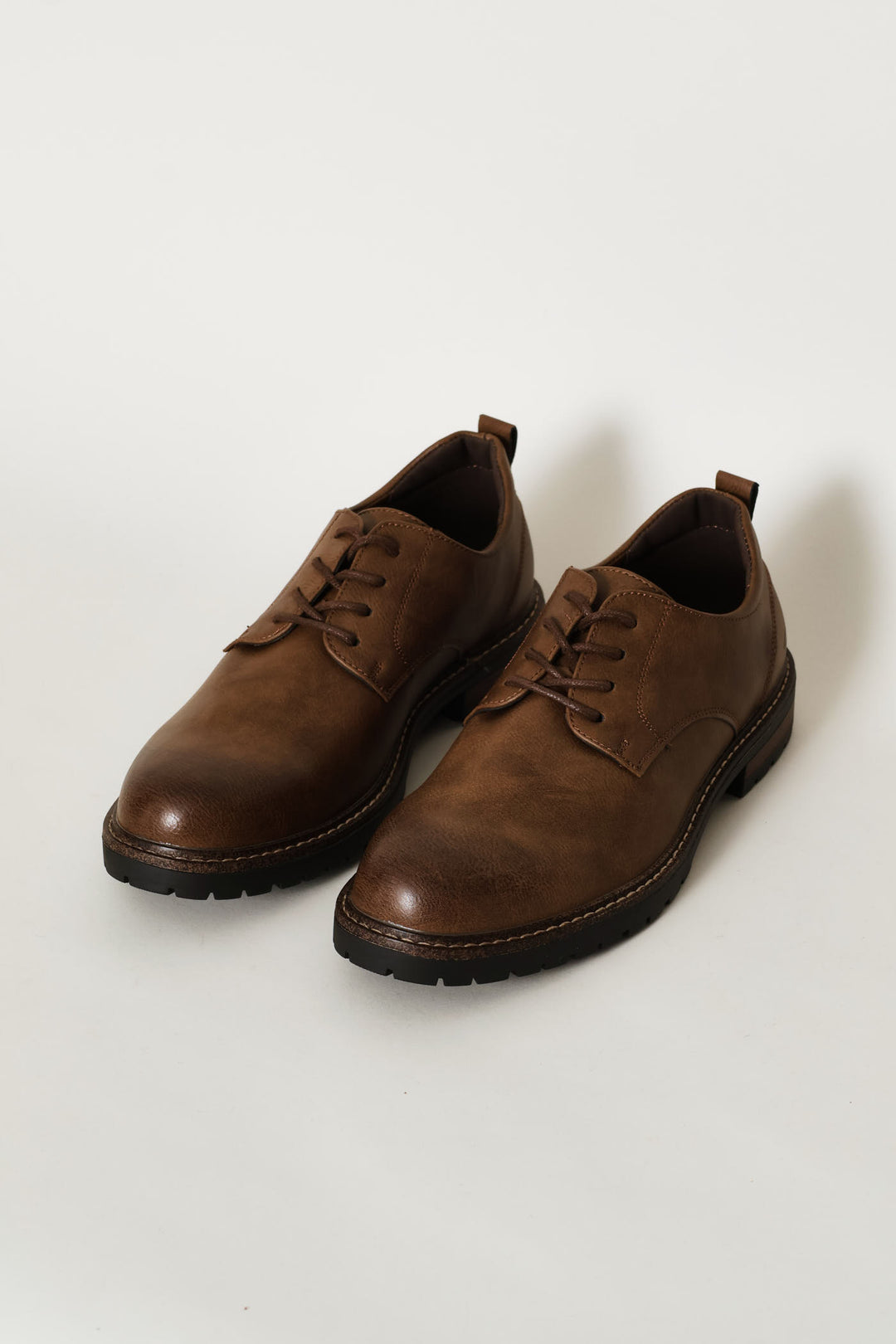 Round Toe Smart Casual Derby Shoe - Brown
