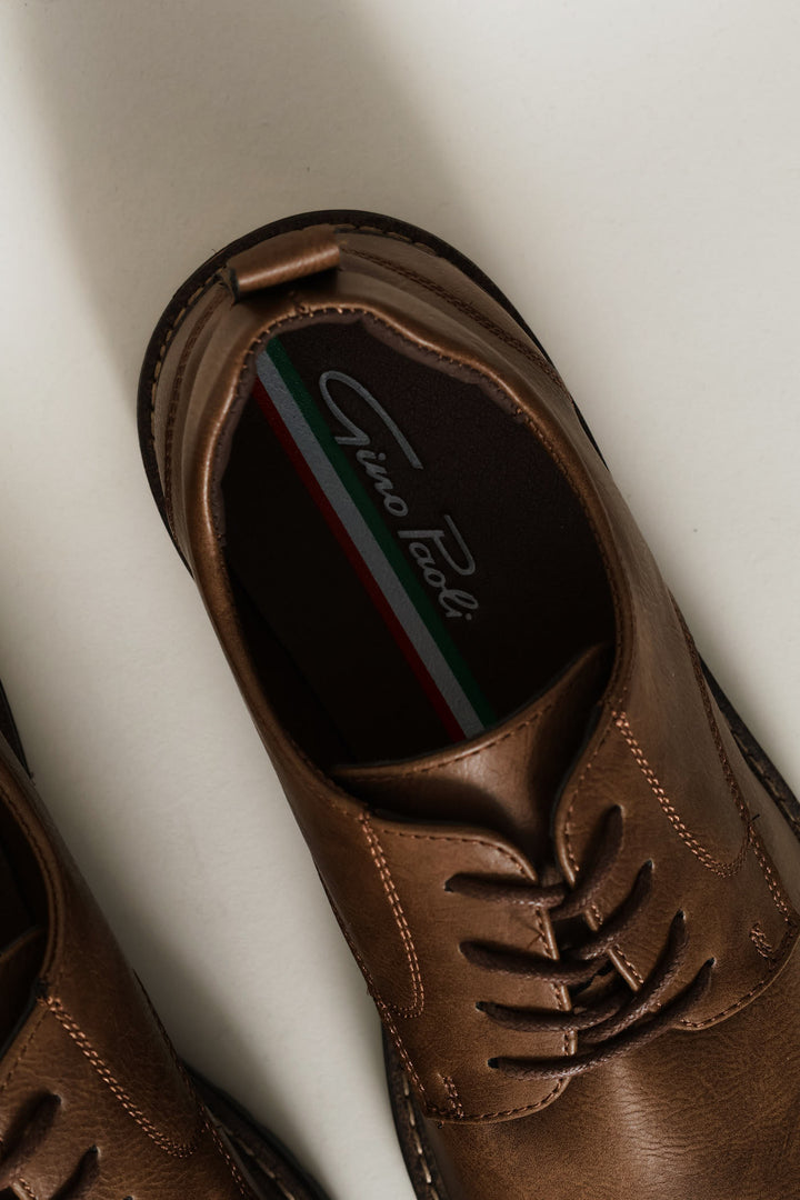 Round Toe Smart Casual Derby Shoe - Brown