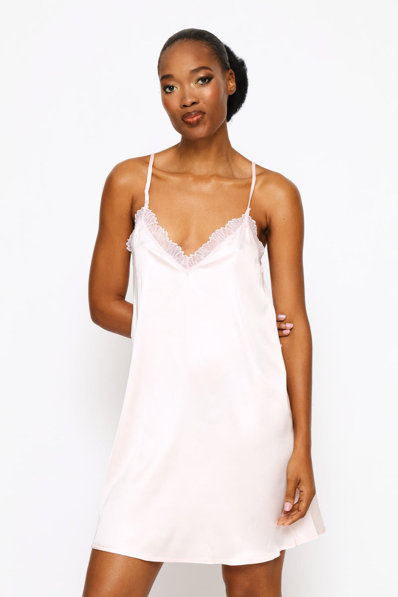 2 Pack Satin Floral Chemise - Navy