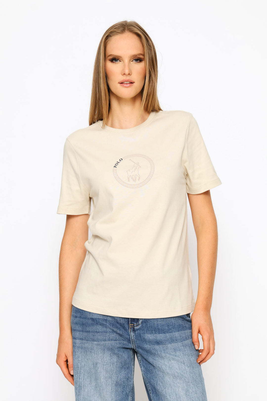 Jenny Circle Print T-Shirt - Stone