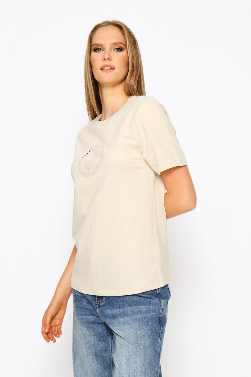 Jenny Circle Print T-Shirt - Stone