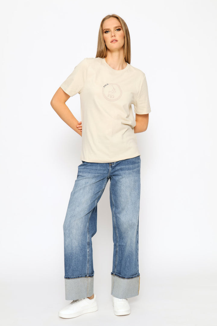 Jenny Circle Print T-Shirt - Stone