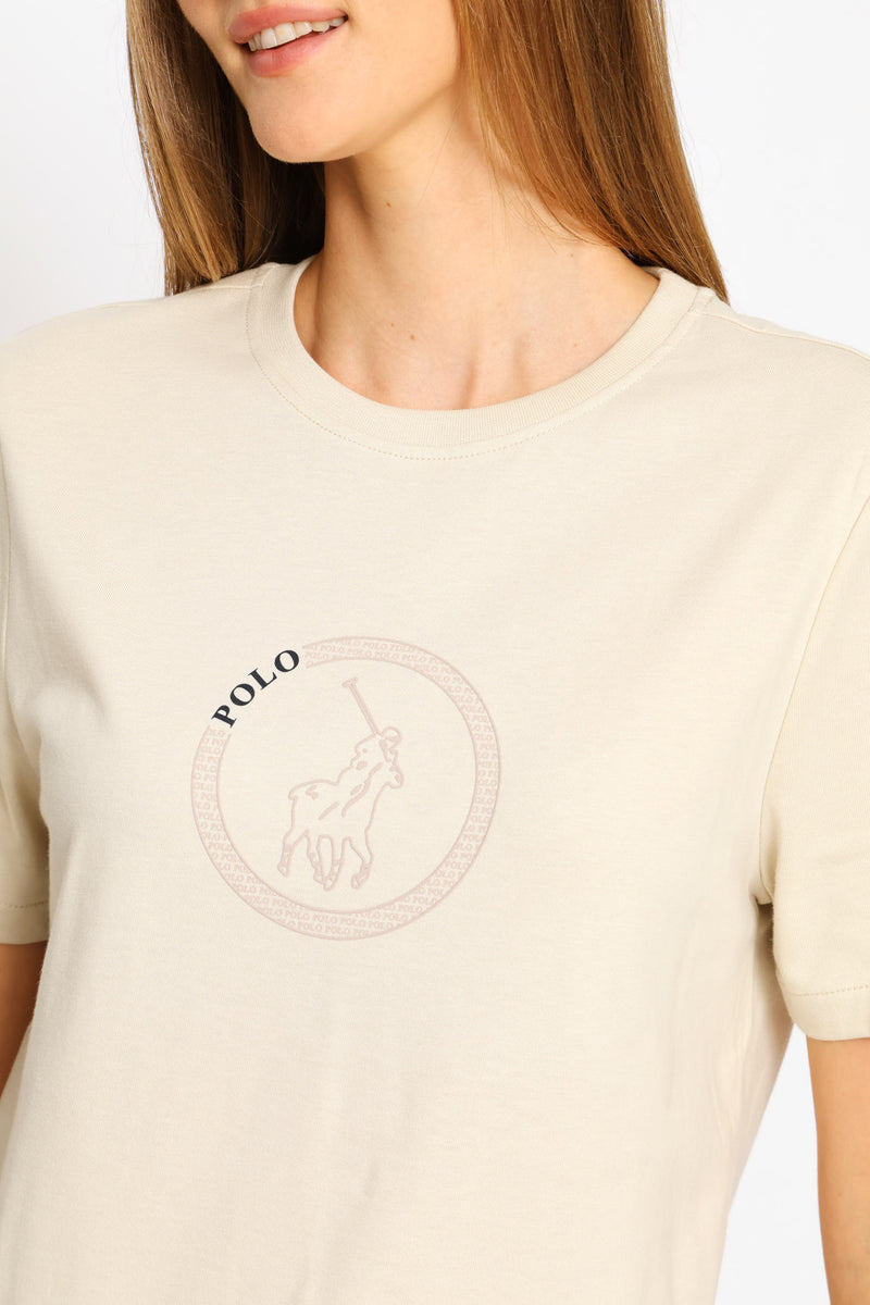 Jenny Circle Print T-Shirt - Stone