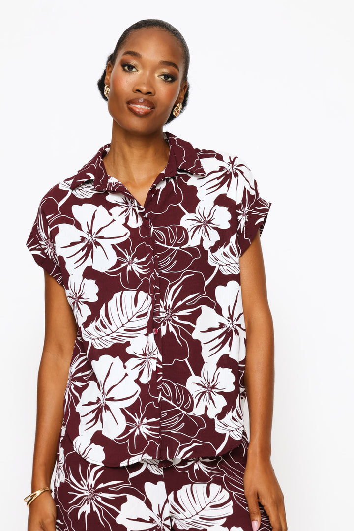 Easy Wearing Shirt - White/Wine