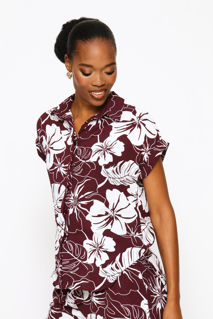 Easy Wearing Shirt - White/Wine