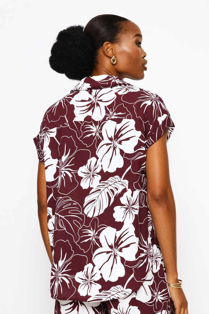 Easy Wearing Shirt - White/Wine