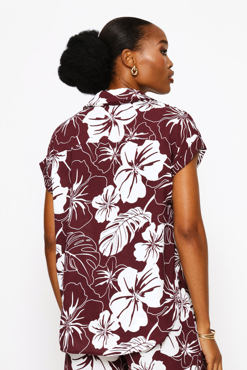Easy Wearing Shirt - White/Wine