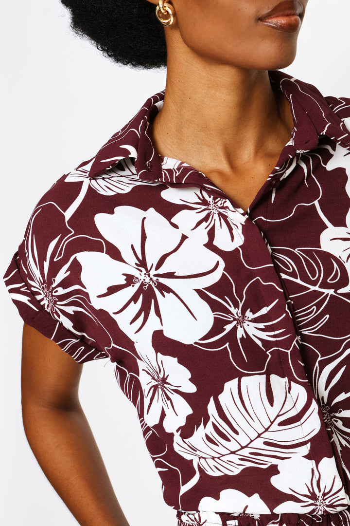 Easy Wearing Shirt - White/Wine