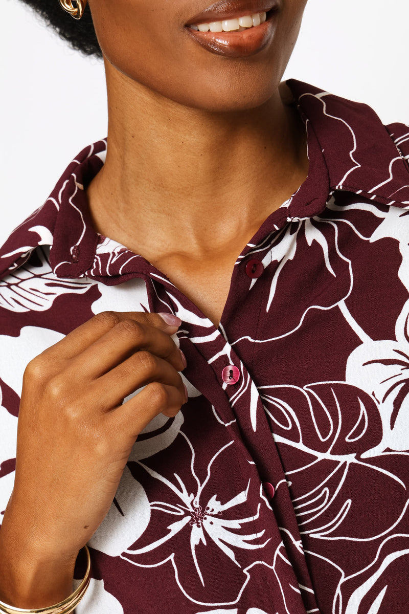 Easy Wearing Shirt - White/Wine