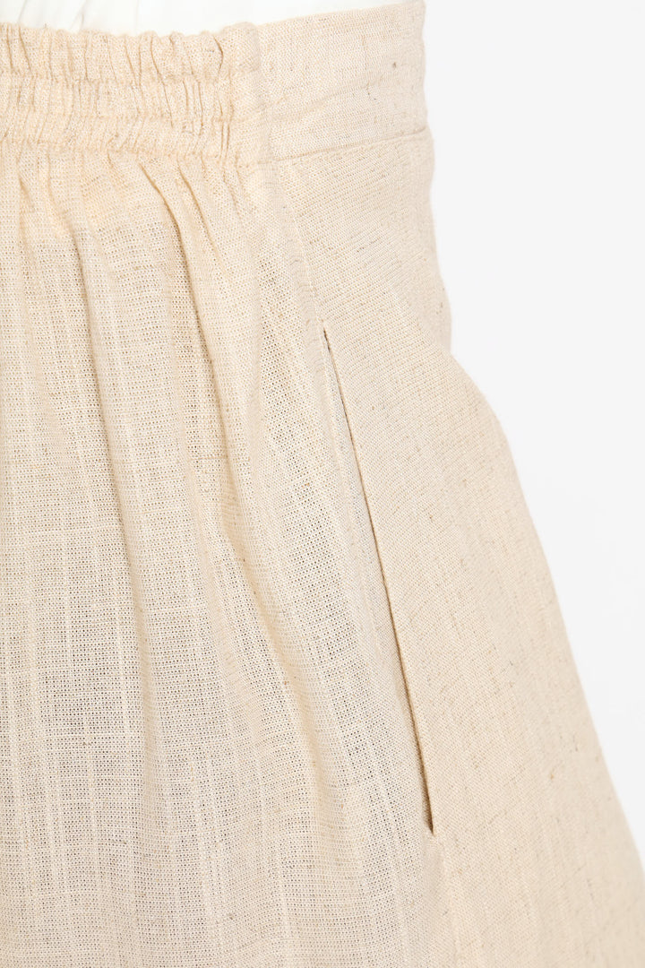 Pull-On Linen Wide Leg Pants - Oatmeal Melange