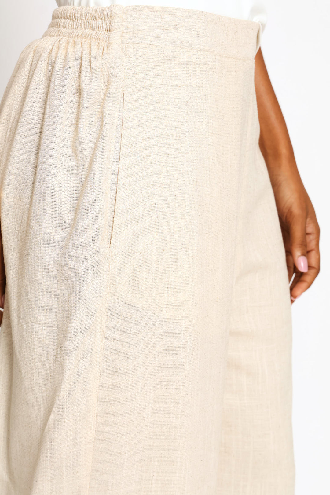 Pull-On Linen Wide Leg Pants - Oatmeal Melange