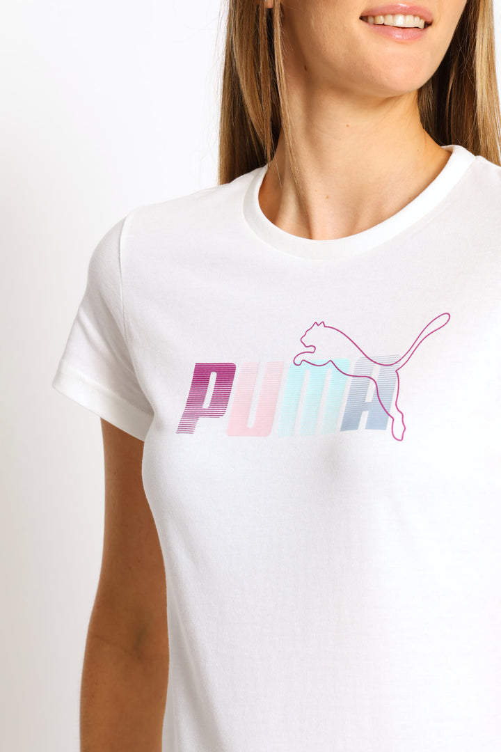 Graphic Stacked Tee - White