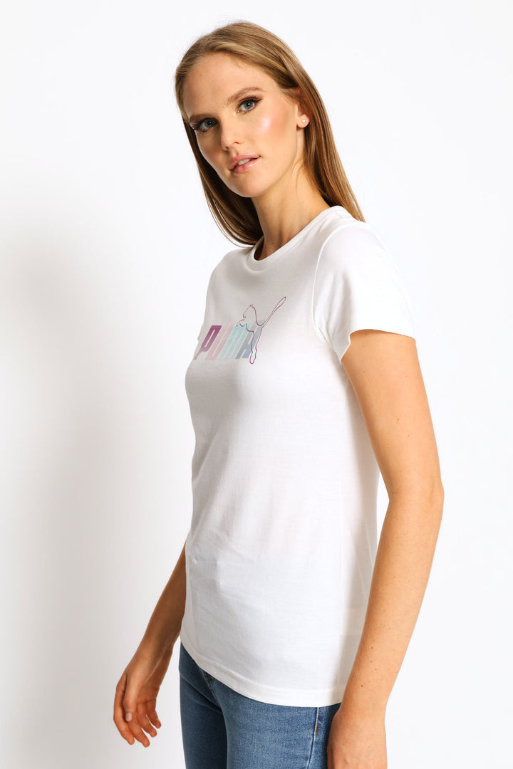 Graphic Stacked Tee - White