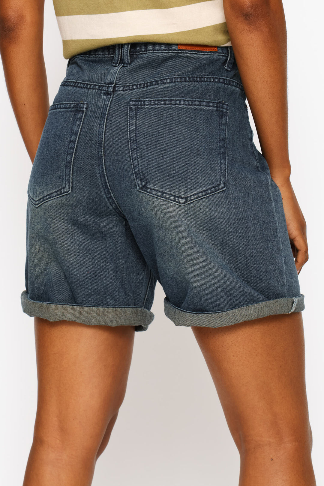 Self Tie Roll Hem Mid Thigh Shorts - Tea Stain