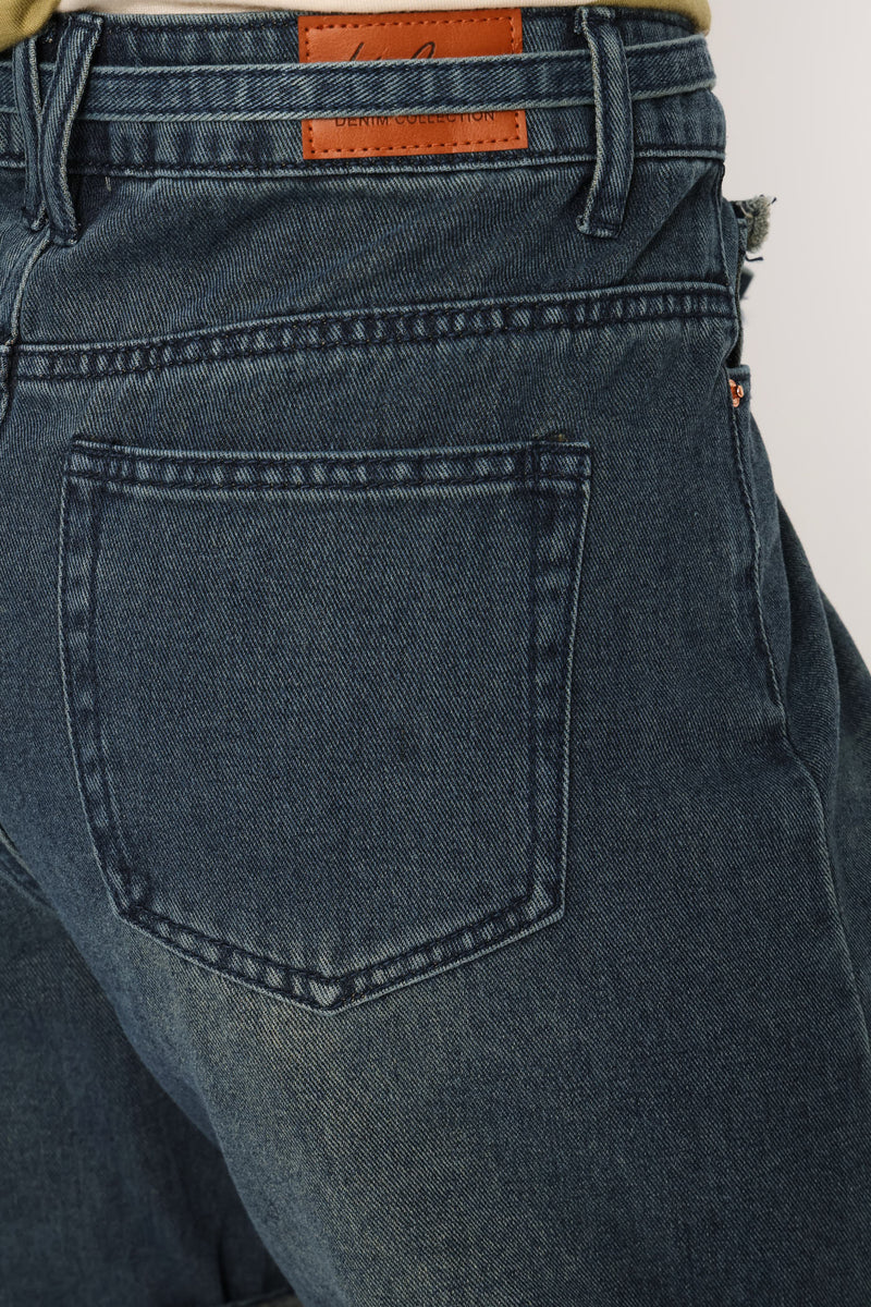 Self Tie Roll Hem Mid Thigh Shorts - Tea Stain