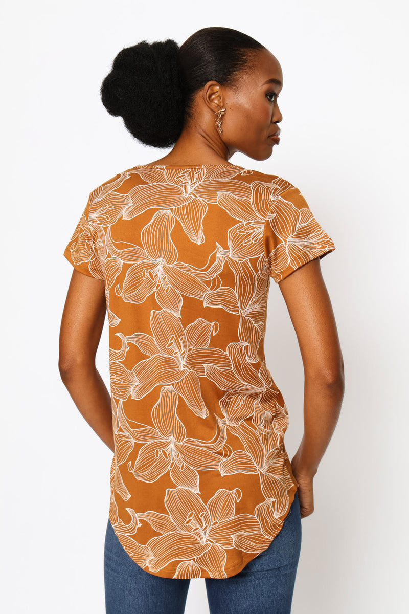 Printed Pocket Tee - Tobacco