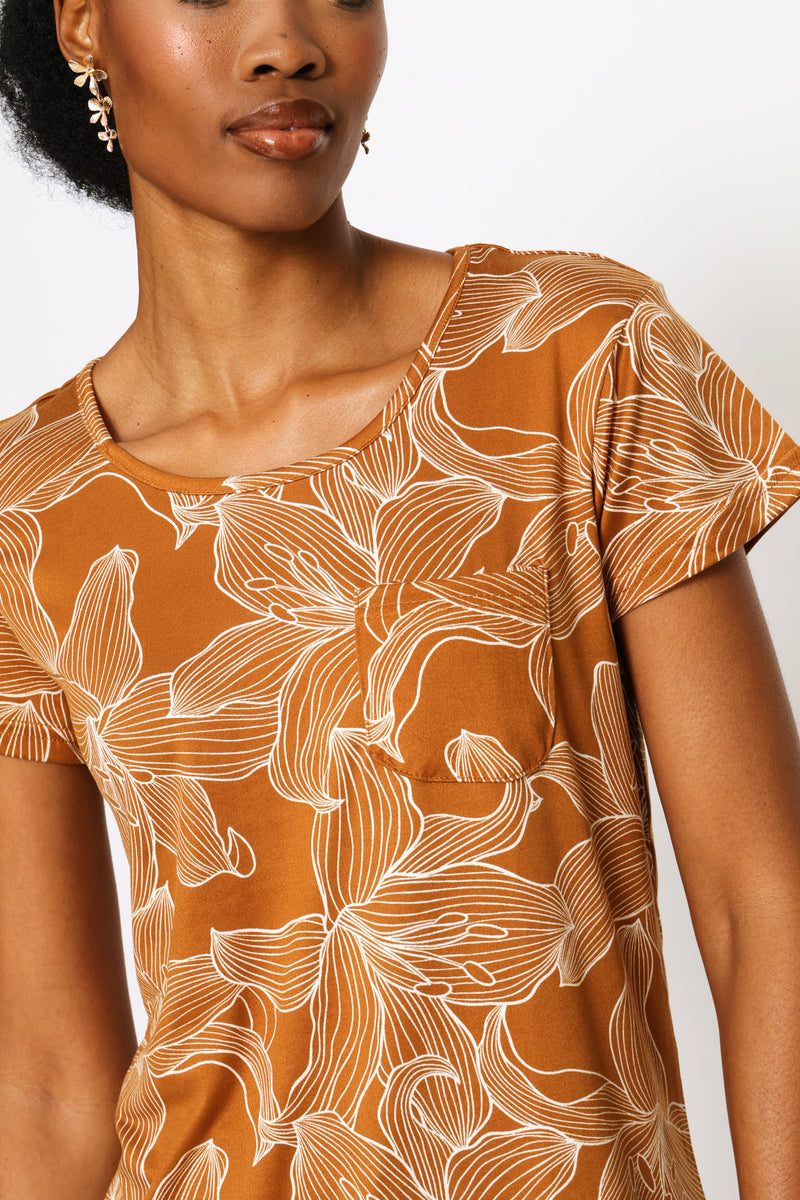 Printed Pocket Tee - Tobacco