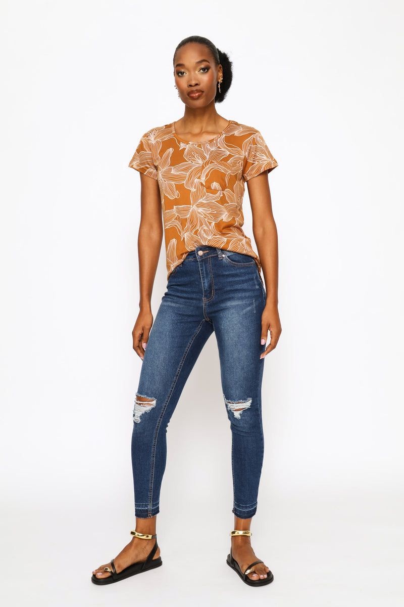 Printed Pocket Tee - Tobacco