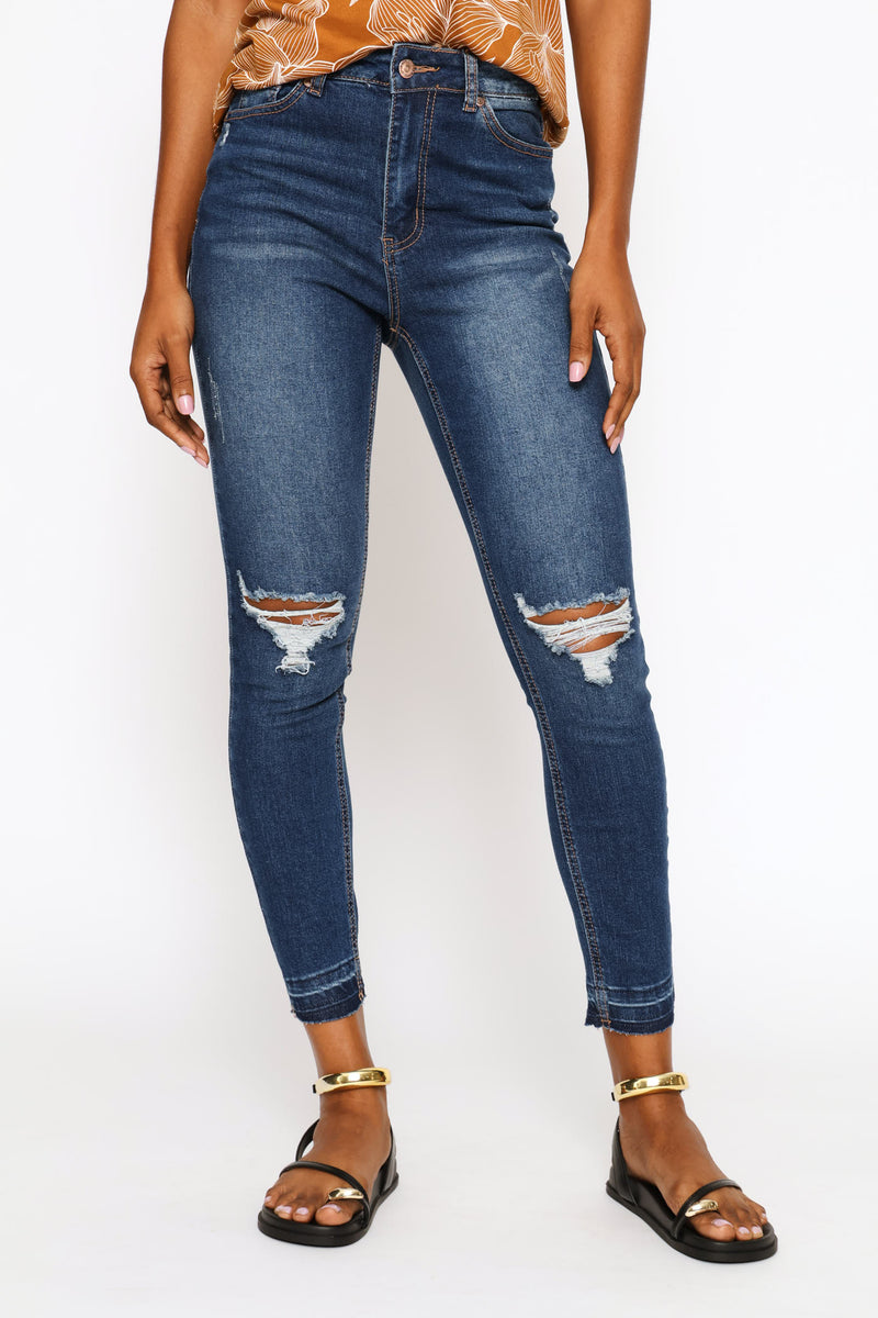 Let Down Hem Push-Up Skinny Jean - Dark Wash