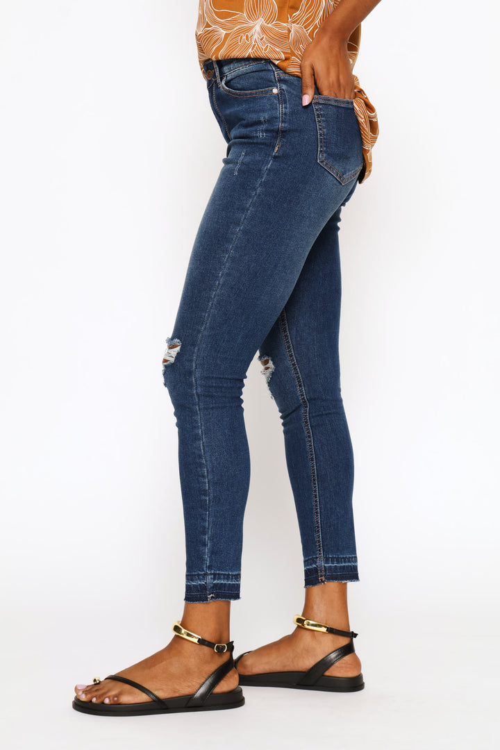 Let Down Hem Push-Up Skinny Jean - Dark Wash