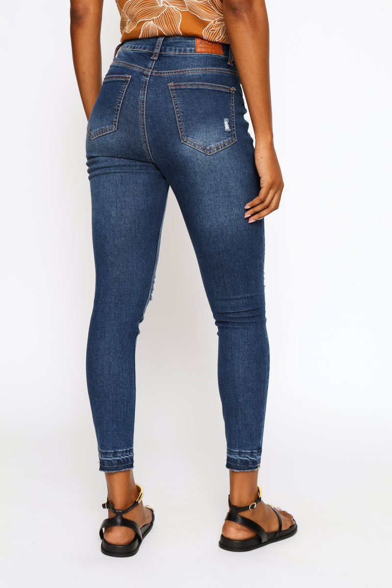 Let Down Hem Push-Up Skinny Jean - Dark Wash