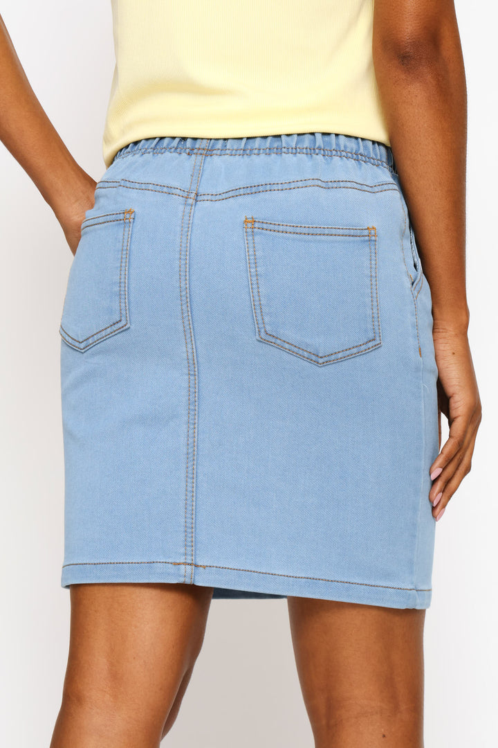 Knit Denim Mini Skirt - Light Wash